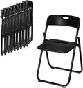 Karl home 10 Pcs Folding Chair, 300LBS Lightweight Foldable Plastic Chair, Reinforced Metal Frame Easy to Fold & Store for Indoor & Outdoor, Wedding, Party, Meeting Room, Patio and Garden, Black