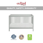 Oxford Baby Essentials Island Full Size 4-in-1 Convertible Baby Crib with Round Spindles, Gray