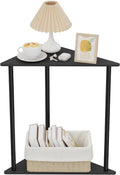Yawinhe Metal Side Table,Triangle End Table with 2-Tier Storage Shelves,Triangular Nightstand Bedside Table for Small Spaces,Small Triangle Coffee Table for Living Rooms,Bedrooms,Black, SZJ202B-1