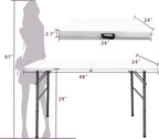 Gocamptoo Folding Table,4ft Indoor Outdoor Heavy Duty Portable Folding Square Plastic Dining Table w/Handle, Lock for Picnic, Party, Camping (4 FT) …