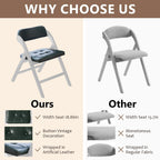 Wooden Folding Chairs Set of 2, Modern Folding Chairs with Padded Seats, Folding Dining Chairs, Padded Folding Chair for Party Chairs, Weddings, WhiteGreen