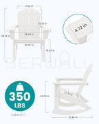 SERWALL Outdoor HDPE Adirondack Rocking Chairs Set of 2 with Pillows, White