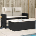 Outdoor Garden Bench with Adjustable Armrests, 2-Seater Patio Loveseat with Footstool and Washable Cushions, Collapsible Synthetic Poly Rattan Furniture for Backyard Balcony Deck