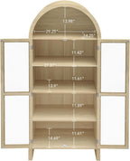 70.28 Inch High Arched Kitchen Pantry, Wooden Kitchen Storage Cabinet with Adjustable Shelves for Dining Room, Living Room, Entryway