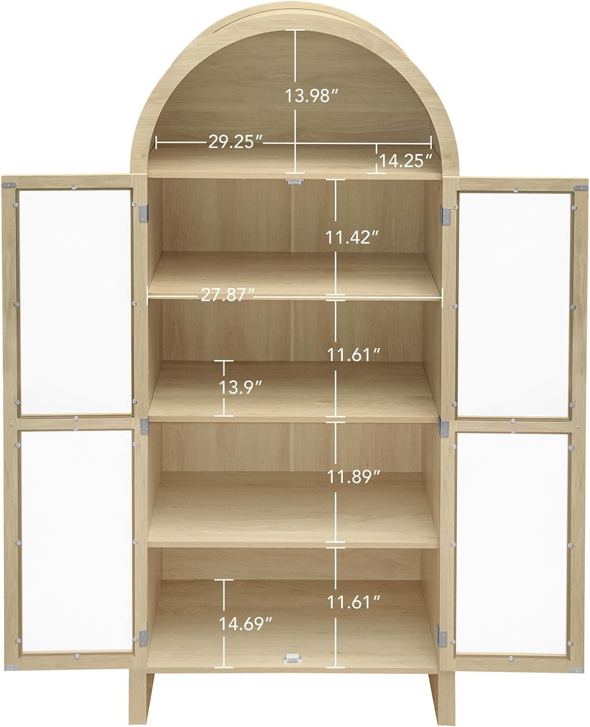 70.28 Inch High Arched Kitchen Pantry, Wooden Kitchen Storage Cabinet with Adjustable Shelves for Dining Room, Living Room, Entryway