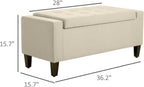 Vintage Linen Tufted Storage Ottoman Bench Lift Top Beige Traditional for Craftsmanship Comfortable Functionality
