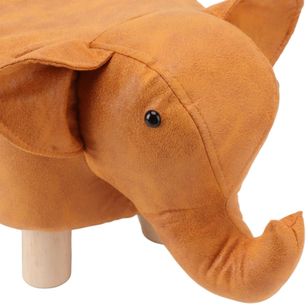 Beautiful Cartoon Elephant Footrest with Sponge Interior Non-slip Patch for Bedroom Playroom Decor for Children and Elderly (Orange)