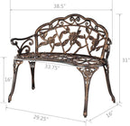 38.5" Cast Aluminum Outdoor Courtyard Decoration Park Leisure Rose Chair