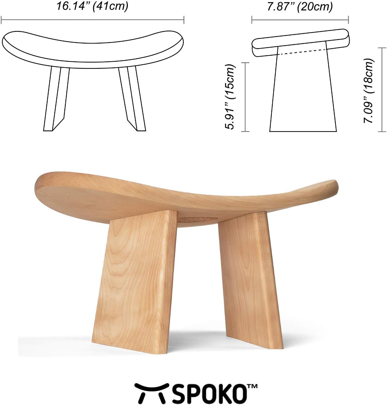SPOKO Meditation Bench Chair, Travel Version, The Original Posture Certified Wood Kneeling Stool, Best Ergonomic Wooden Chair, Perfect Seat for Yoga, Prayer, Seiza