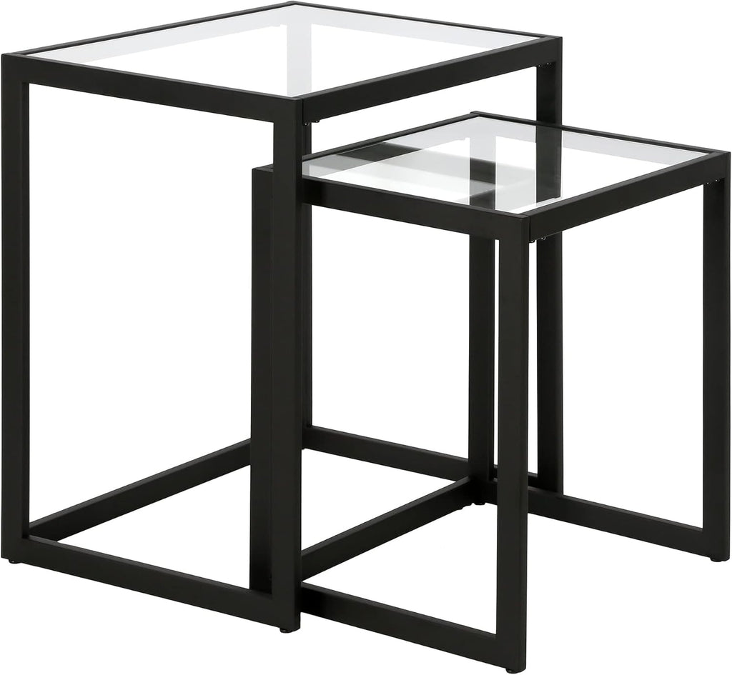 Henn&Hart Rectangular Nested Side Table in Blackened Bronze, Table for Living Room, Bedroom