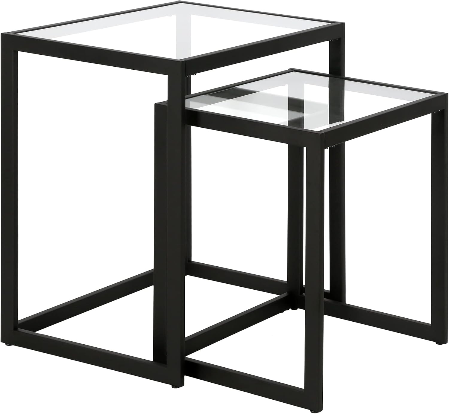 Henn&Hart Rectangular Nested Side Table in Blackened Bronze, Table for Living Room, Bedroom
