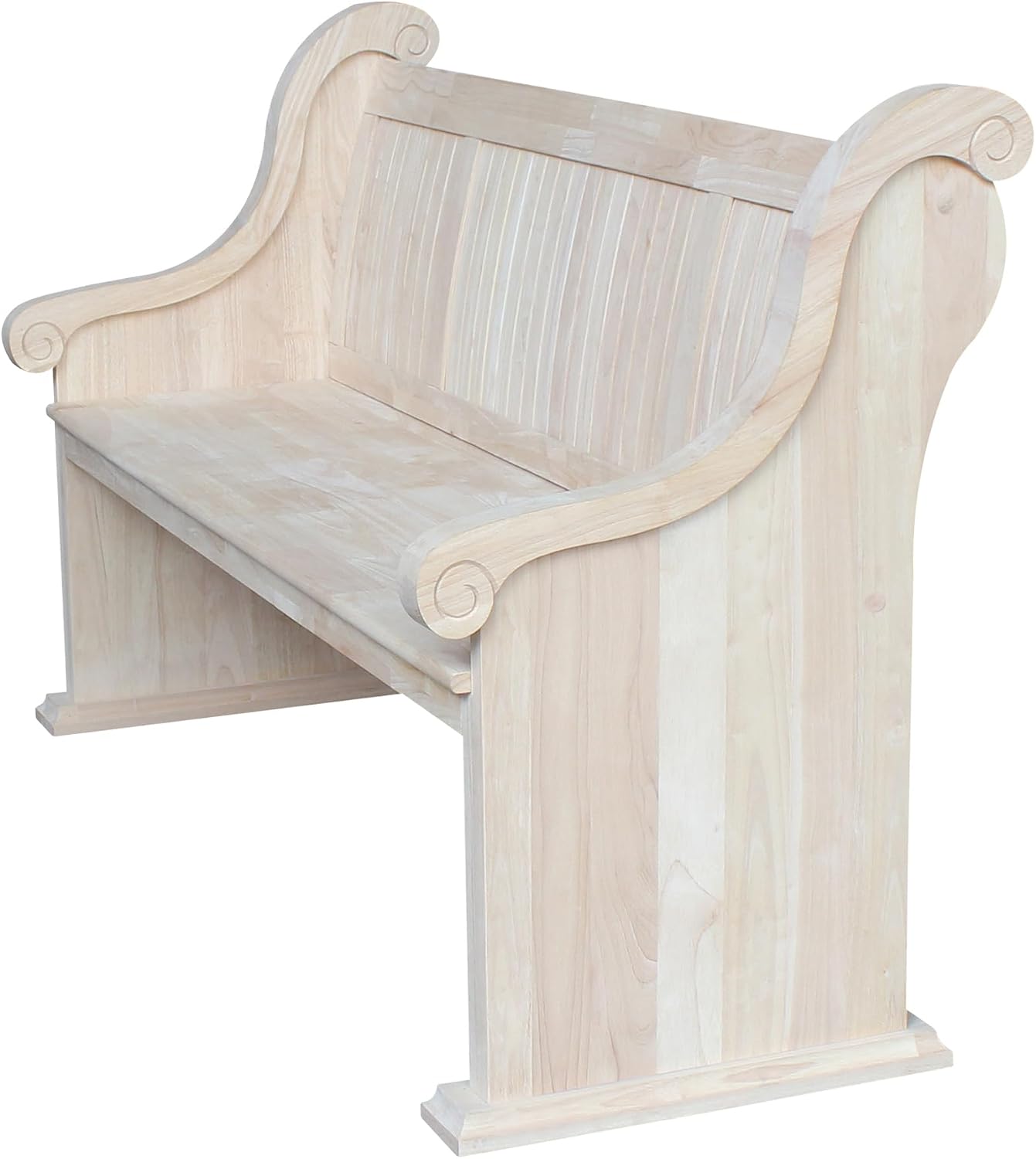 IC International Concepts, Sanctuary Bench, Solid Real Wood, Sturdy Parawood, Entryway/Dining/Living, Spacious Dimensions 58" W x 17.7" D x 18" H, 450 LBS Capacity, Paint/Stain Ready, Unfinished