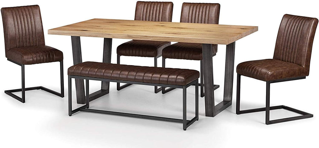Julian Bowen Brooklyn Upholstered Bench, Brown, Height: 47, Width: 121, Depth: 41cm