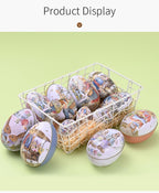 Vintage Easter Egg Tin Box (Style C), Metal Rabbit Easter Egg Containers for Candy & Treats, Reusable Decorative Gift Tin