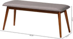 Baxton Studio Flora Mid-Century Modern Light Grey Fabric and Oak Medium Brown Finishing Wood Dining Bench
