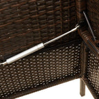 Patio Bench with Cushions, Brown Poly Rattan Outdoor Storage Bench with Waterproof Bag and Thick Cushion