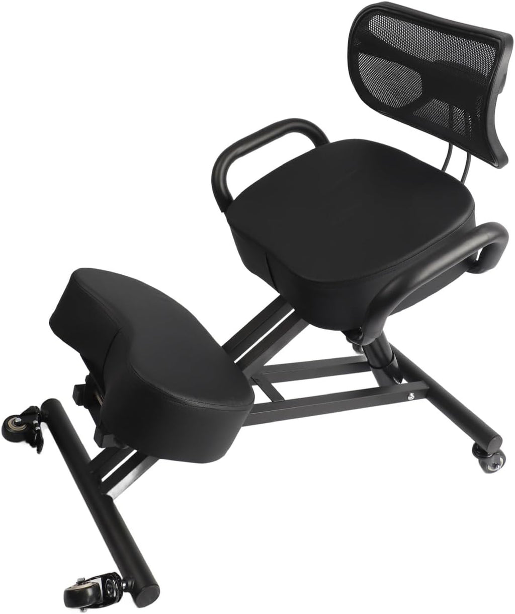 Ergonomic Orthopaedic Kneeling Chair with Adjustable Height and Angle, Mesh Backrest for Comfort and Breathability