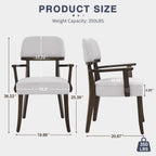 adochr Modern Wood Dining Chairs with Arms, Velvet Upholstered Kitchen Chairs with Hardwood Legs & Open Curved Backrest, Accent Chairs 350 LBS Capacity, Grey
