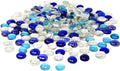 TSY TOOL 3 Lb (300PCS) Flat Glass Marbles Blue, Clear Mixed Color Glass Gems Pebbles Stones Marbles Vase Filler Accents and Crafting Aquarium Decor