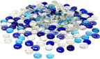 TSY TOOL 3 Lb (300PCS) Flat Glass Marbles Blue, Clear Mixed Color Glass Gems Pebbles Stones Marbles Vase Filler Accents and Crafting Aquarium Decor