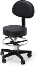 Frassie Drafting Chair with Back Adjustable Spa Bar Rolling Stool Multi-Purpose Office Desk Chair, Swivel Task Chair with Footrest Ring (Black)