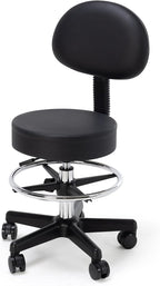 Frassie Drafting Chair with Back Adjustable Spa Bar Rolling Stool Multi-Purpose Office Desk Chair, Swivel Task Chair with Footrest Ring (Black)