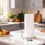 Paper Towel Holder Countertop,Kitchen Paper Towels Holder with Weighted Ceramic Base, Golden Paper Towel Holders for Standard and Large Size Rolls