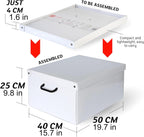 Lavatelli: Storage Box 6 Pack: Large - Map - Lid & Side Handles, Decorative Cardboard Organizer, Stacks-Folds, Home-Clothes-Toys, 19.7 x 15.7 x 9.8