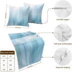 Bed Runner for Cal. King Size Bed, Light Blue Ombre Decorative Beds Runners and 2 Matching Pillow Covers Set, Modern Abstract Gradient Minimalist Art Beds Scarf Throw for Foot of Bedding Set for Hotel