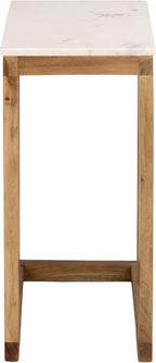 SAFAVIEH Furniture - Zinaida Accent Table - White & Natural - Marble Top Solid Wood C Table - Modern Side Table - Fully Assembled - Ideal for Living Room, Bedroom, 14" W x 17" D x 22.5" H (ACC3757A)