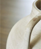Signature Design by Ashley Justy Vase, Terra Cotta Decor with Antiqued Beige Finish for Faux or Dried Arrangements, Sculptural Accent for Tables or Shelves, 17" H