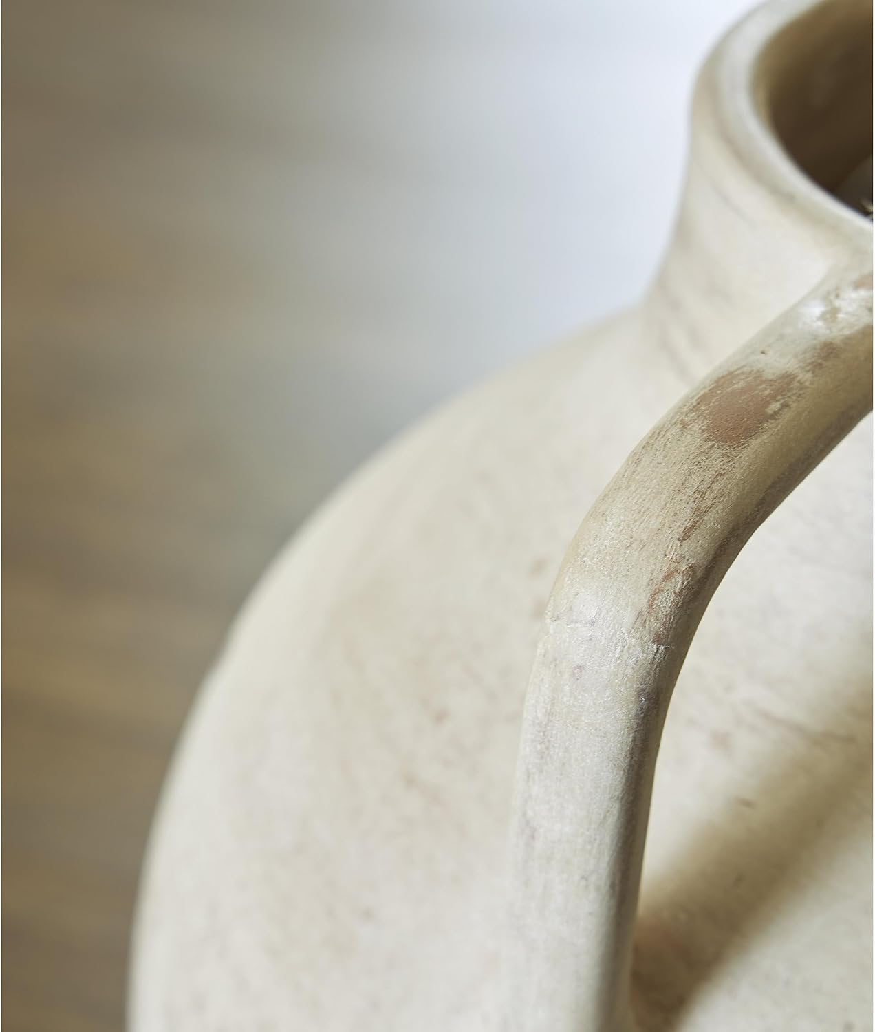 Signature Design by Ashley Justy Vase, Terra Cotta Decor with Antiqued Beige Finish for Faux or Dried Arrangements, Sculptural Accent for Tables or Shelves, 17" H
