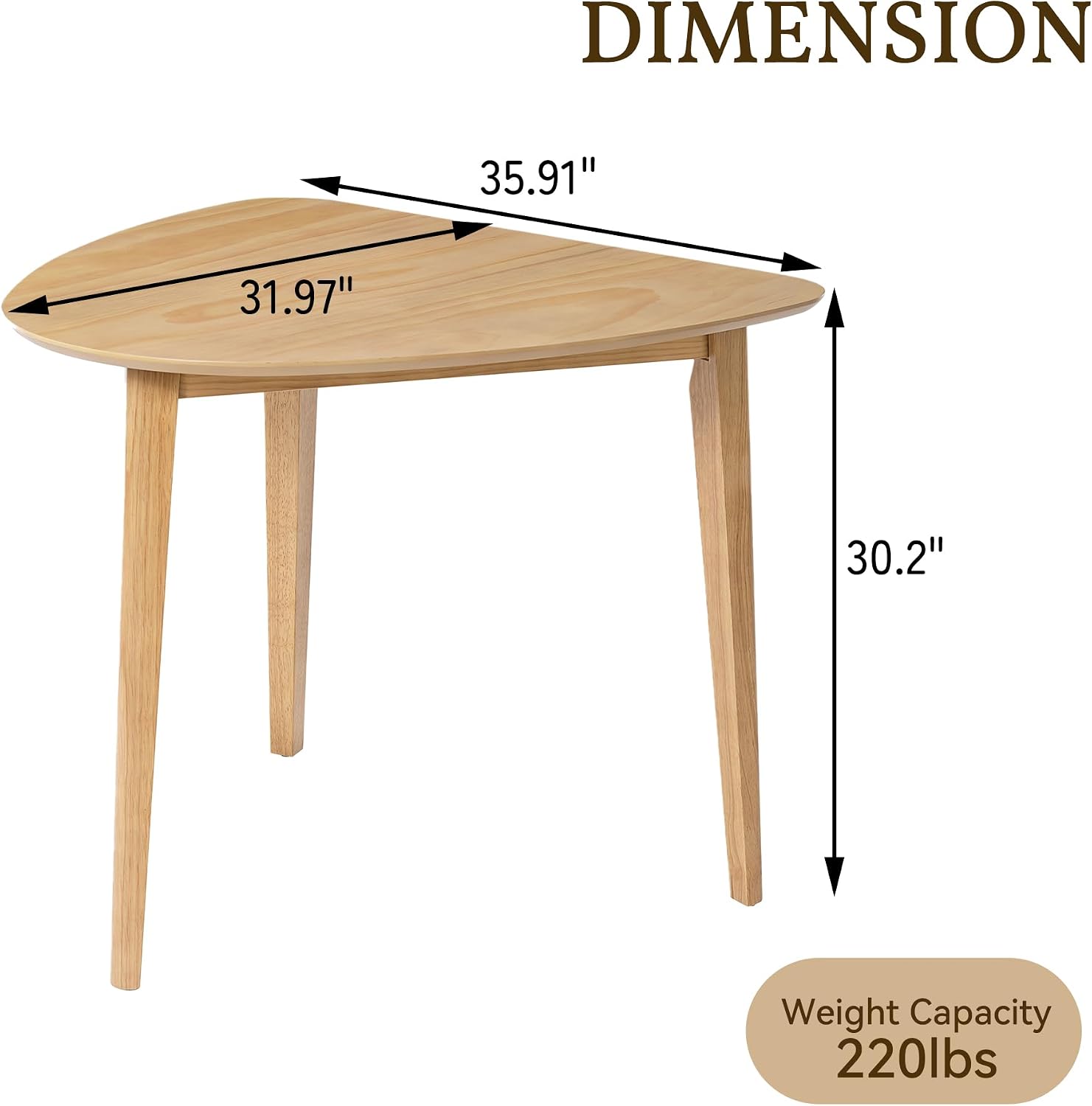 Triangular Wood Table - 35.91" Modern Space-Saving Geometric Side Table for Living Room, Bedroom, Kitchen, Natural Finish for Living Room, Small Space, Natural