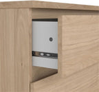 Pemberly Row Contemporary 3-Drawer Chest, Engineered Wood, Jackson Hickory Finish, Compact Design, Handle-Free Drawers, Smooth Metal Glides, Dorm or Small Living Space Storage Solution