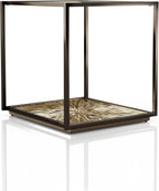 24/7 Shop at Home Aureum Modern 24-inch 1-Shelf Glass Top End Table with Sunburst Bottom Panel, Metal Frame for Living Room, Office, Antique Gold & Black