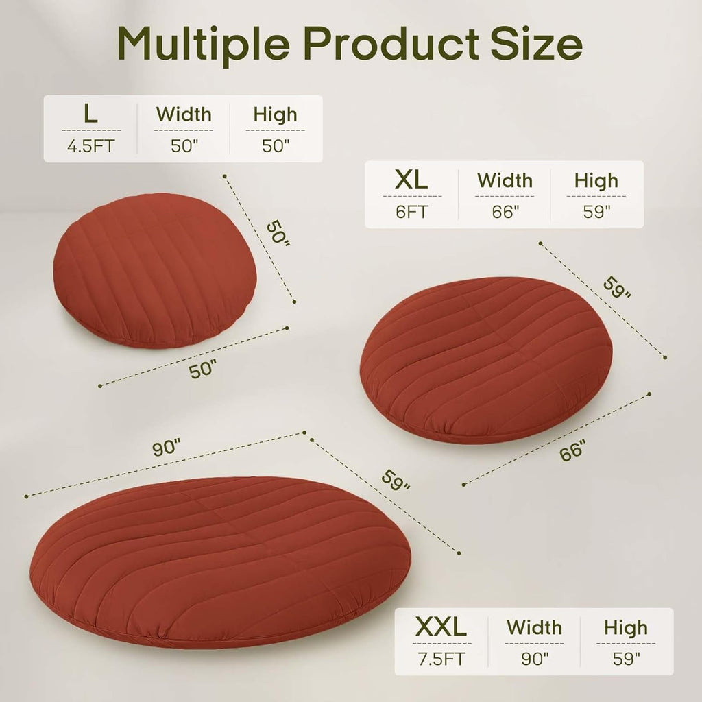 ZonLi Large Bean Bag Chair for Adults, 6FT Giant Bean Bag with Removable Machine Washable Cover & Memory Foam Filler, Big Comfy Couch for Bedroom, Dorm, Living Room (Rust Red)