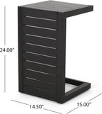 C-Shaped End Table for Patio Lounge Chair: Slide Under Armrest, Keep Drinks & Phone Within 10-inch Reach - 0° Effort While Relaxing on Your Chaise - Rust-Resistant Aluminum Frame, Matte Black