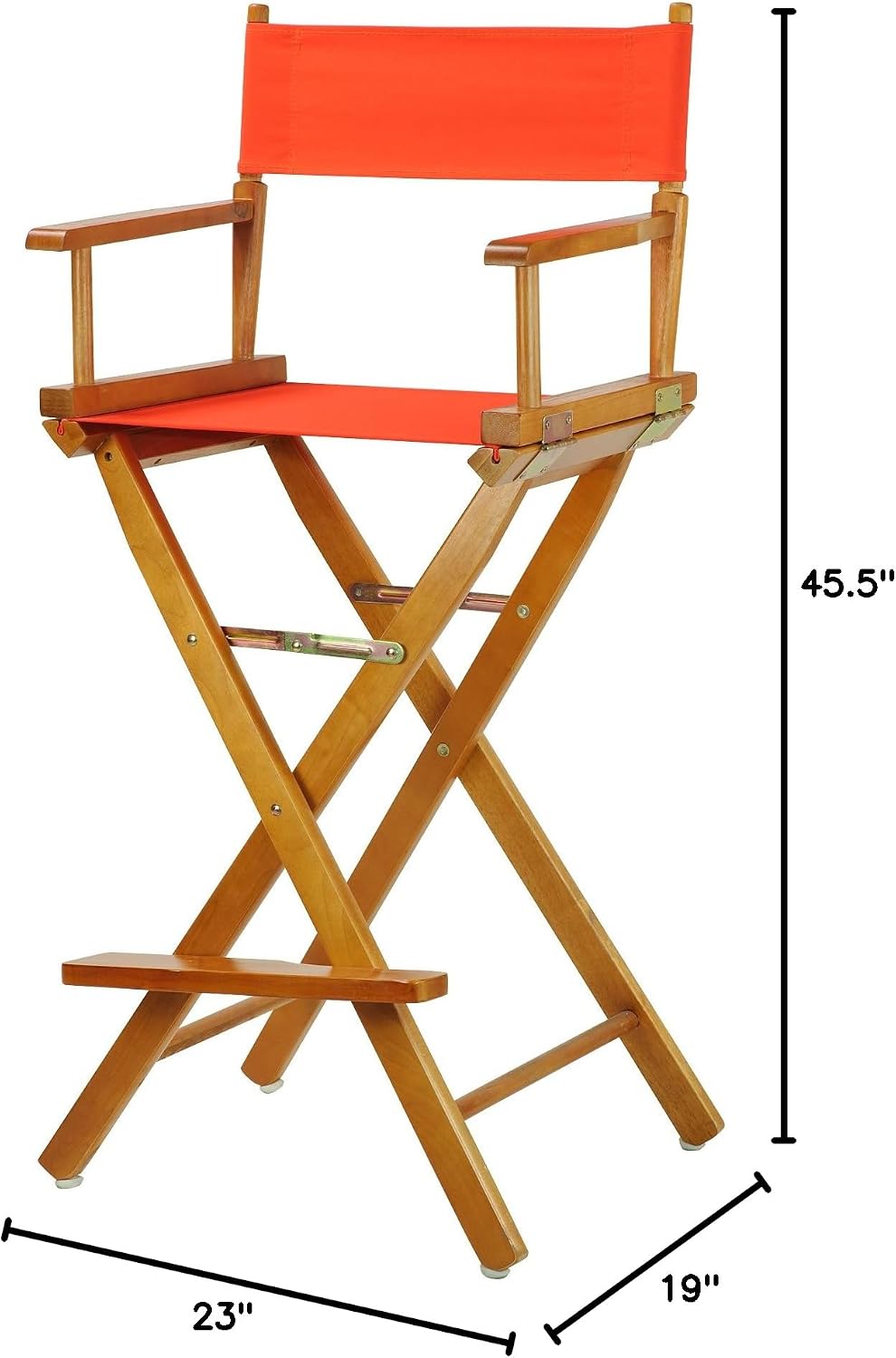 Casual Home 30" Director's Chair Honey Oak Frame-with Orange Canvas, Bar Height