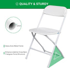10pcs Folding Chair, Plastic Chairs with 330-Pound Capacity, Easy to Fold and Store Suitable for Indoor & Outdoor, Wedding, Party, Restaurant, Meeting Room, Patio and Garden, White