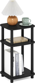 Furinno JUST Side Table, 3-Tier Turn-N-Tube End Table with Open Shelf, Round Curve Corner Night Stand, Bedside Table, Easy Assembly, for Living Room, Bedroom, Americano