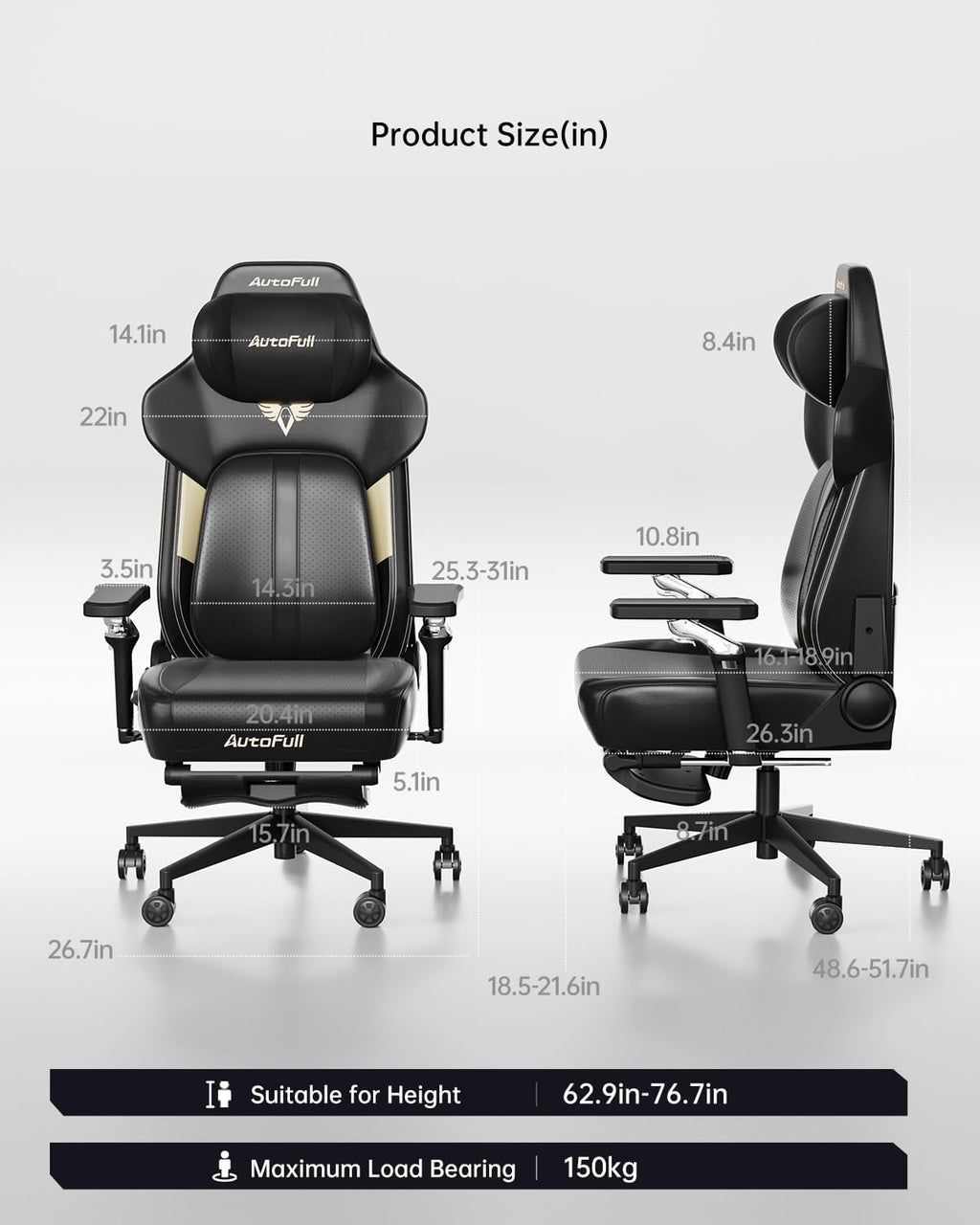 AutoFull M6 Gaming Chair with Climate Control Massage – Ventilated & Heated Seat, 3rd-Gen Active Lumbar Support, 360° Adjustable Armrests, Ergonomic Chair for Gamers & Home Office (Black)