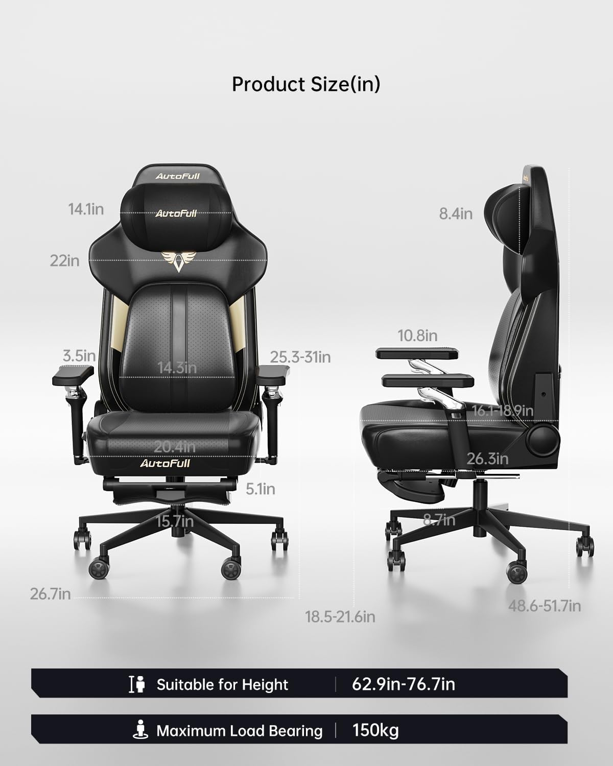 AutoFull M6 Gaming Chair with Climate Control Massage – Ventilated & Heated Seat, 3rd-Gen Active Lumbar Support, 360° Adjustable Armrests, Ergonomic Chair for Gamers & Home Office (Black)