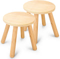 WINGYZ Wooden Step Stools for Kids, 10 Inch Solid Kids Chairs Perfect Matched Sensory Table, Multi-Purpose Children Sitting Stool for Playroom Bathroom (Natural, 2 Pack)