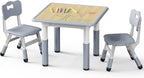 Brelley Kids Table and 2 Chairs Set, Height Adjustable Toddler Desk and Chair Set, Graffiti Desktop, Classroom/Daycare/Home, Children Multi-Activity Table for Ages 3-8