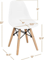 Costzon Kids Chair 4 Pcs, Toddler Chair in Mini DSW Size w/Solid Wood Legs, Wire Steel Base, Curved Backrest, Mid-Century Plastic Study Chair for Children of 3+, Ideal for Nursery, School & Home Use