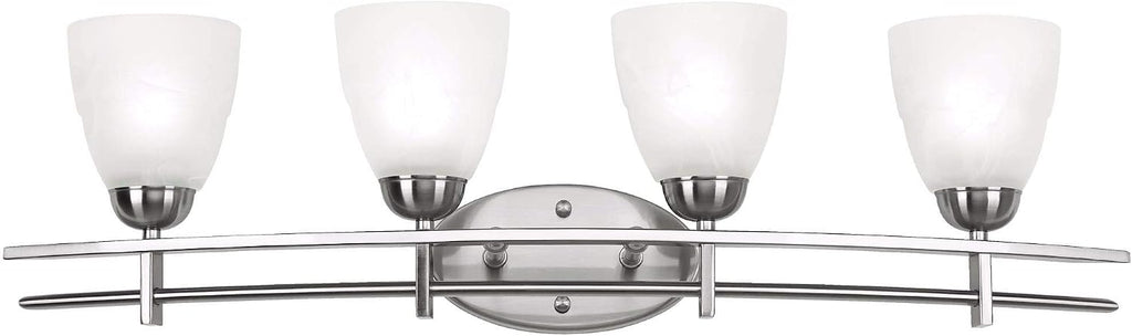 Possini Euro Design Art Deco Modern Wall Mount Light Brushed Nickel Silver Metal Hardwired 33" Wide 4-Light Fixture Trio Marbleized Glass Shades for Bathroom Vanity Mirror House Home Room Decor