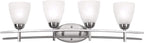 Possini Euro Design Art Deco Modern Wall Mount Light Brushed Nickel Silver Metal Hardwired 33" Wide 4-Light Fixture Trio Marbleized Glass Shades for Bathroom Vanity Mirror House Home Room Decor