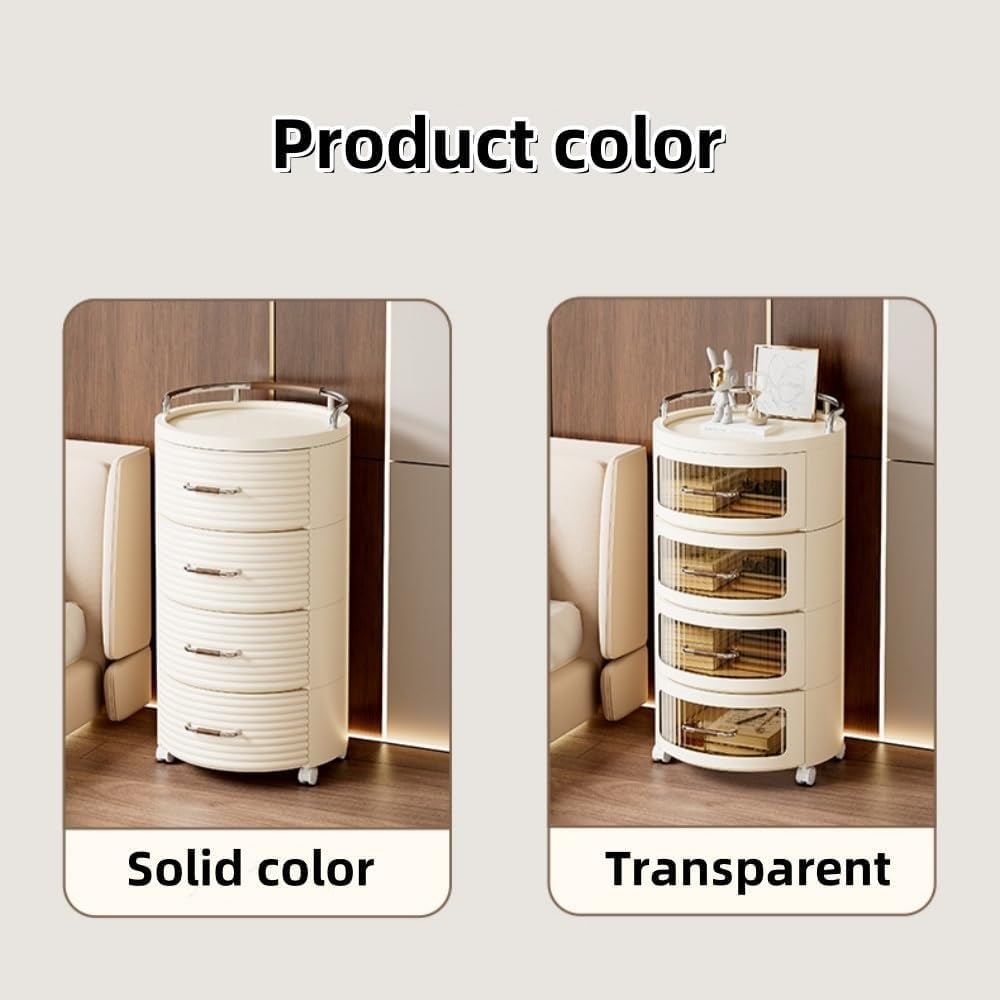 Storage Cabinet Multi-Layer Nightstand with Drawers Small Dresser and Organizer Bedside End Table for Living Room All Occasion(Clear)