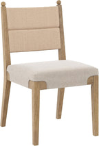 Nathan James Cove Boho Solid Wood Dining Chair with Woven Seagrass Back and Upholstered Seat, Flax/Light Brown Set of 6