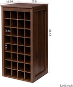 WERSMT 8-Tier Freestanding Wine Rack Wood, 32 Bottles Wine Rack Counter for Small Space, Farmhouse Stackable Modular Wine Bottle Holder Rack, Walnut